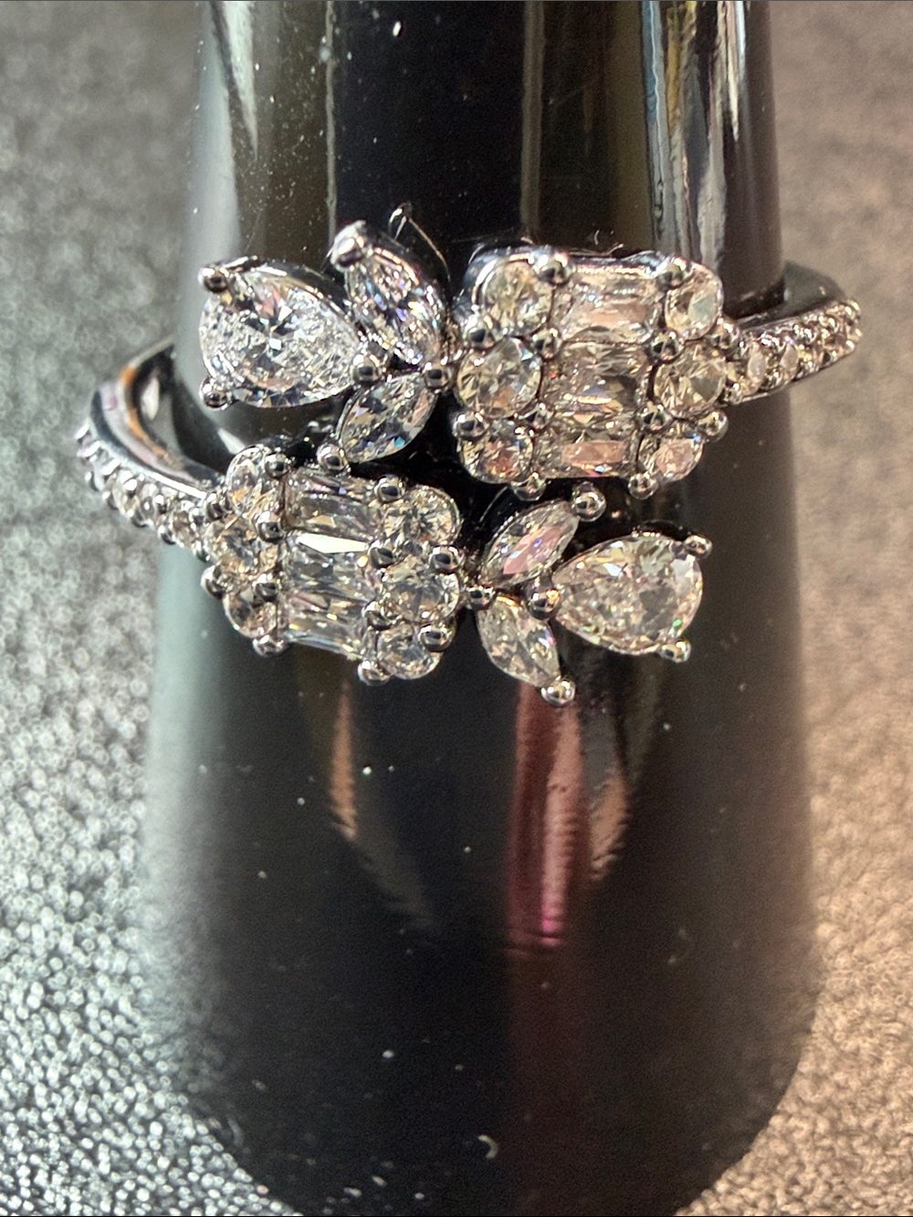 Floral Cluster Ring with White Stones